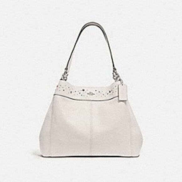 COACHLexy Stardust Large Cream Leather Purse Shoulder Bag Hobo Satchel